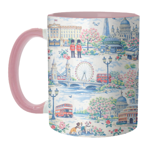Colourful London Toile - unique mug by Ms Doodle