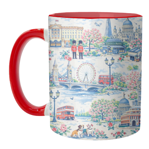 Colourful London Toile - unique mug by Ms Doodle