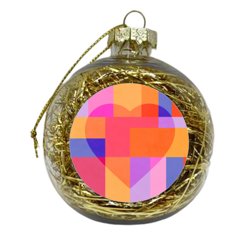 Colourful LOVE HEART block pattern - xmas bauble by Dominique Vari