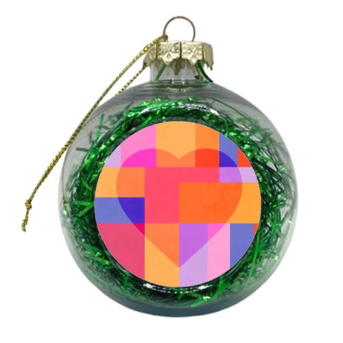 Colourful LOVE HEART block pattern - xmas bauble by Dominique Vari
