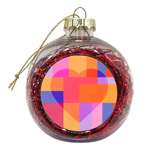 Colourful LOVE HEART block pattern - xmas bauble by Dominique Vari
