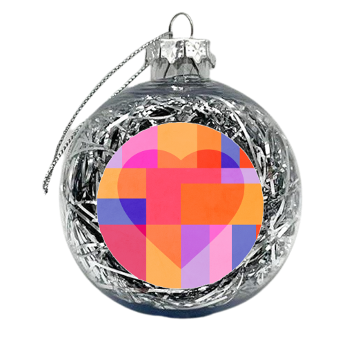 Colourful LOVE HEART block pattern - xmas bauble by Dominique Vari