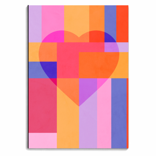 Colourful LOVE HEART block pattern - personalised A4, A5, A6 notebook by Dominique Vari