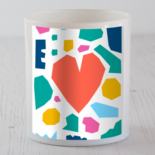 Colourful Love Heart Mosaic - scented candle by Adam Regester