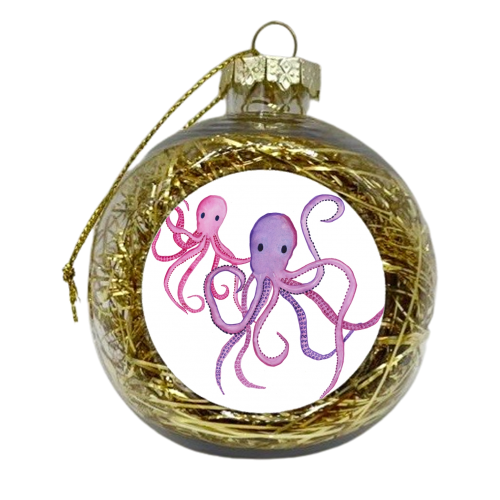 Colourful Octopus Pair - xmas bauble by holly crerar