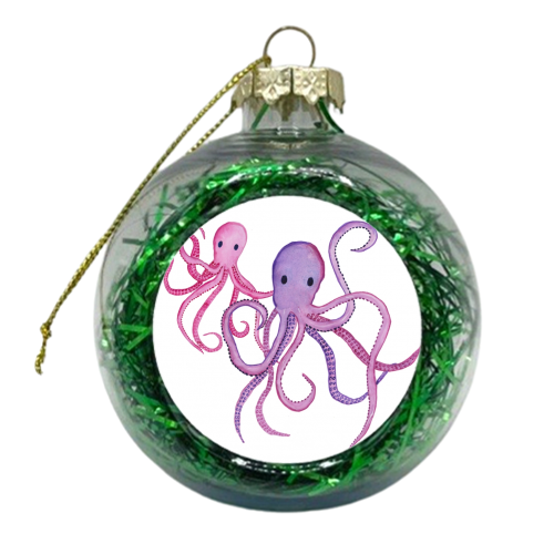 Colourful Octopus Pair - xmas bauble by holly crerar
