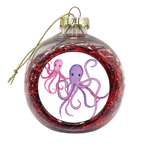 Colourful Octopus Pair - xmas bauble by holly crerar