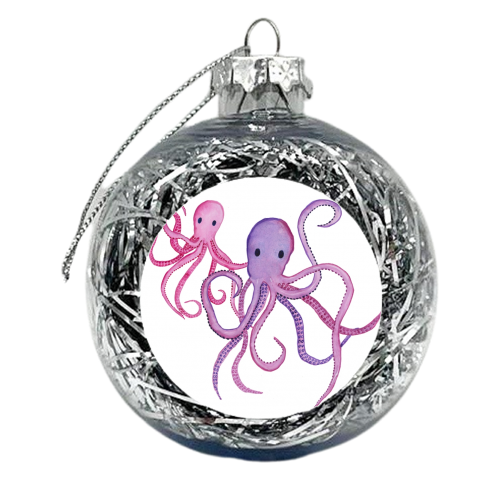 Colourful Octopus Pair - xmas bauble by holly crerar