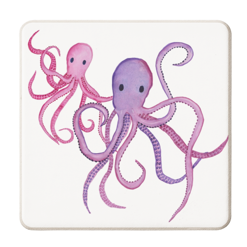 Colourful Octopus Pair - personalised beer coaster by holly crerar
