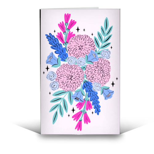 Colourful Pastel Boho Floral Art - funny greeting card by Natalie Rodrigues
