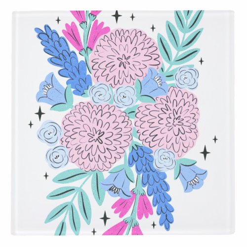 Colourful Pastel Boho Floral Art - personalised beer coaster by Natalie Rodrigues