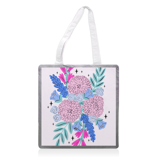 Colourful Pastel Boho Floral Art - printed canvas tote bag by Natalie Rodrigues