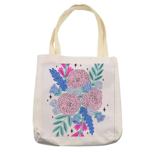 Colourful Pastel Boho Floral Art - printed canvas tote bag by Natalie Rodrigues