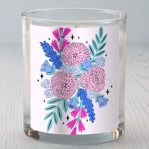 Colourful Pastel Boho Floral Art - scented candle by Natalie Rodrigues