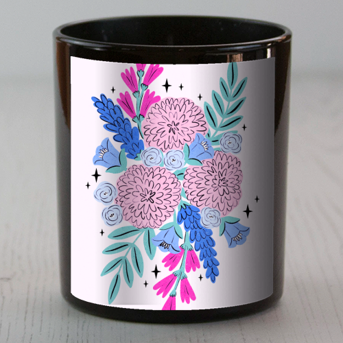 Colourful Pastel Boho Floral Art - scented candle by Natalie Rodrigues