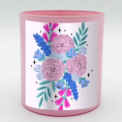 Colourful Pastel Boho Floral Art - scented candle by Natalie Rodrigues