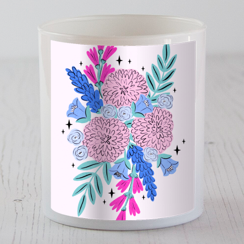 Colourful Pastel Boho Floral Art - scented candle by Natalie Rodrigues