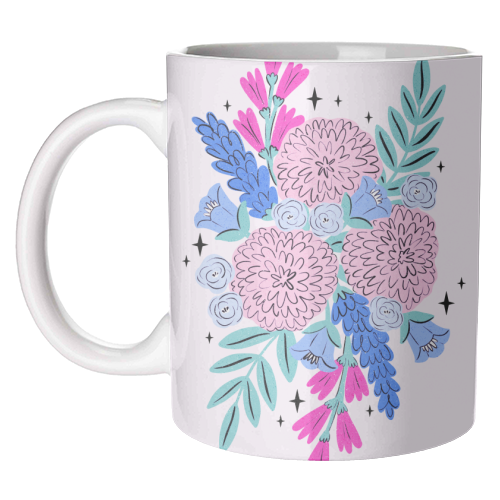 Colourful Pastel Boho Floral Art - unique mug by Natalie Rodrigues