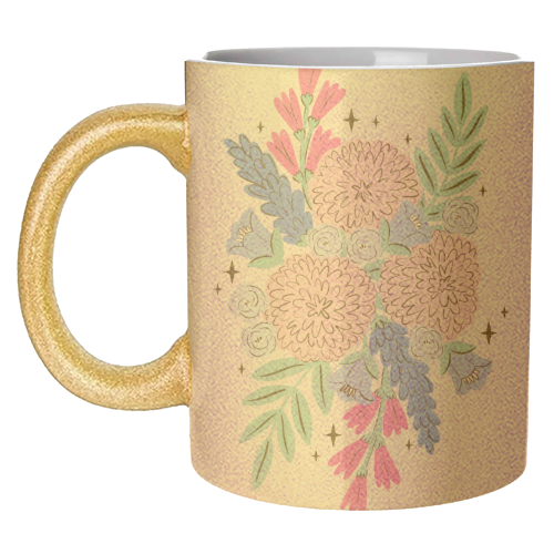 Colourful Pastel Boho Floral Art - unique mug by Natalie Rodrigues