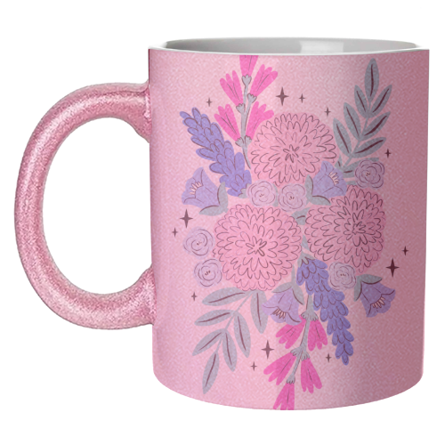 Colourful Pastel Boho Floral Art - unique mug by Natalie Rodrigues