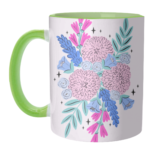 Colourful Pastel Boho Floral Art - unique mug by Natalie Rodrigues