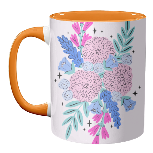 Colourful Pastel Boho Floral Art - unique mug by Natalie Rodrigues