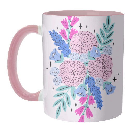 Colourful Pastel Boho Floral Art - unique mug by Natalie Rodrigues