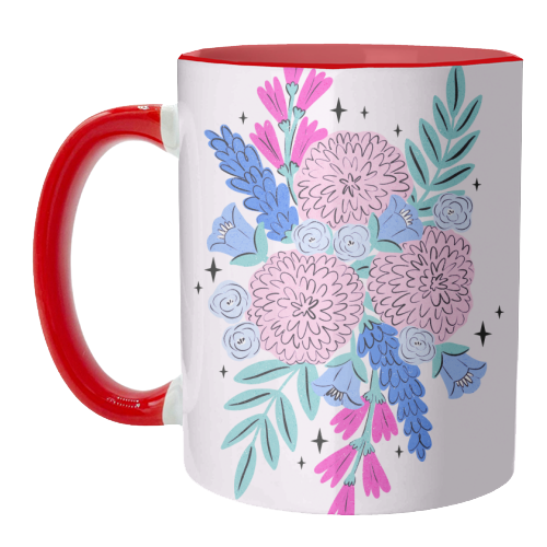 Colourful Pastel Boho Floral Art - unique mug by Natalie Rodrigues