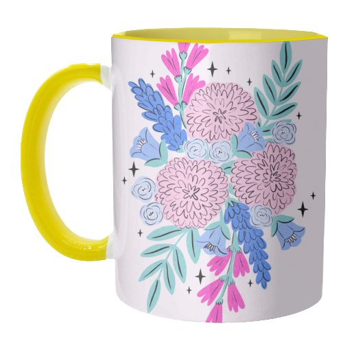 Colourful Pastel Boho Floral Art - unique mug by Natalie Rodrigues