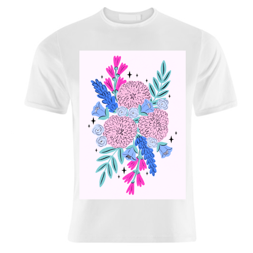 Colourful Pastel Boho Floral Art - unique t shirt by Natalie Rodrigues
