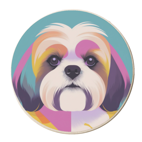 Colourful Shih Tzu Dog Portrait - personalised beer coaster by Adam Regester