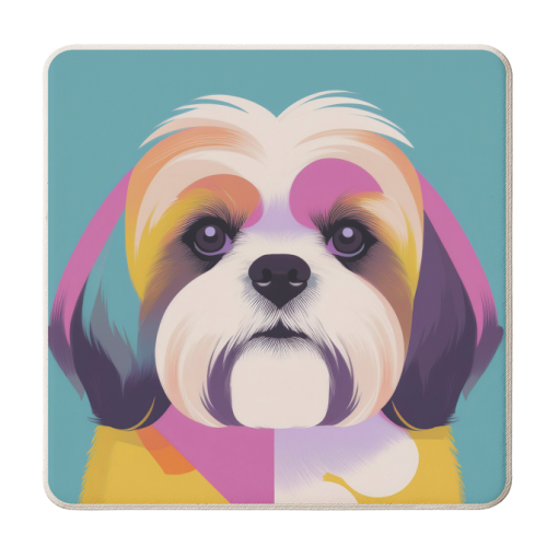 Colourful Shih Tzu Dog Portrait - personalised beer coaster by Adam Regester