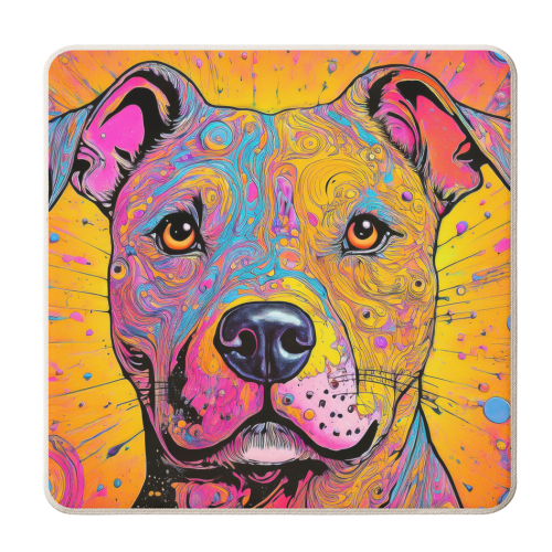 Colourful Staffordshire Bull Terrier Marbled Dog Portrait - personalised beer coaster by Adam Regester