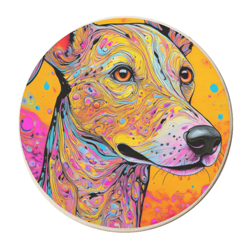 Colourful Whippet Dog Marbled Pet Portrait - personalised beer coaster by Adam Regester