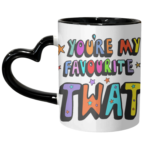 colourful you're my favourite tw*t typography - unique mug by PixieDrew