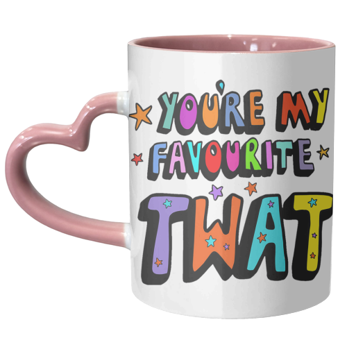 colourful you're my favourite tw*t typography - unique mug by PixieDrew