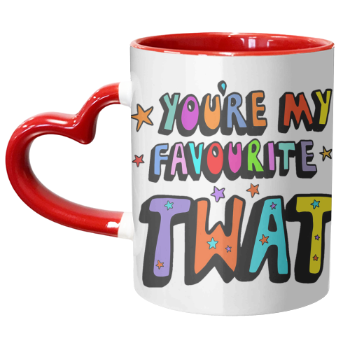 colourful you're my favourite tw*t typography - unique mug by PixieDrew