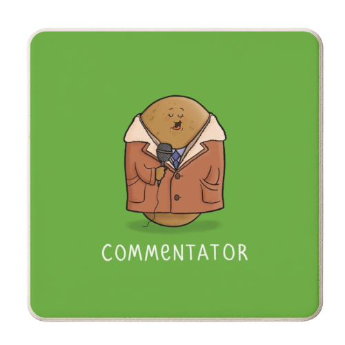 Commentator - personalised beer coaster by Carl Batterbee