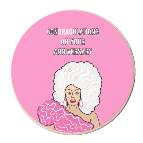 ConDRAGulations On Your Anniversary - personalised beer coaster by Adam Regester