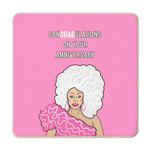 ConDRAGulations On Your Anniversary - personalised beer coaster by Adam Regester