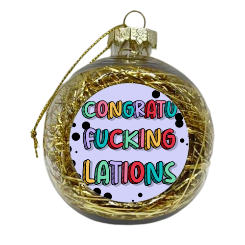 Congratulations polka dot rainbow typography print - xmas bauble by The Girl Next Draw