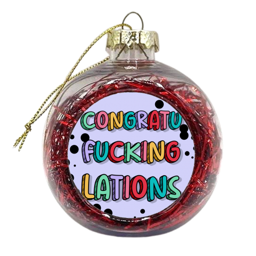 Congratulations polka dot rainbow typography print - xmas bauble by The Girl Next Draw
