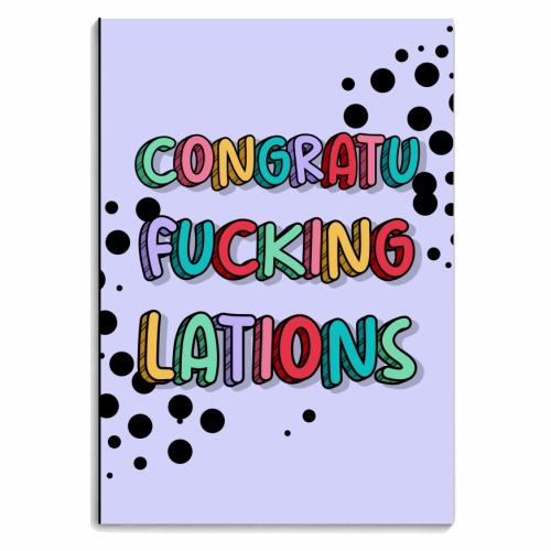 Congratulations polka dot rainbow typography print - personalised A4, A5, A6 notebook by The Girl Next Draw