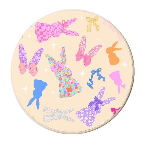 Coquette Bunny Pattern - personalised beer coaster by EZbie