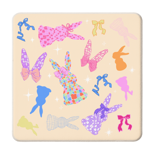 Coquette Bunny Pattern - personalised beer coaster by EZbie