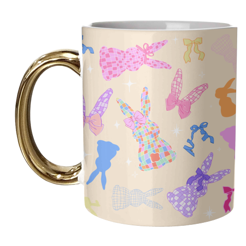 Coquette Bunny Pattern - unique mug by EZbie
