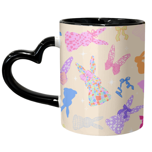 Coquette Bunny Pattern - unique mug by EZbie