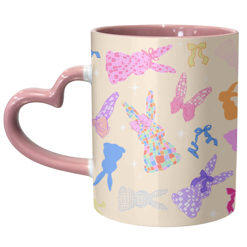 Coquette Bunny Pattern - unique mug by EZbie