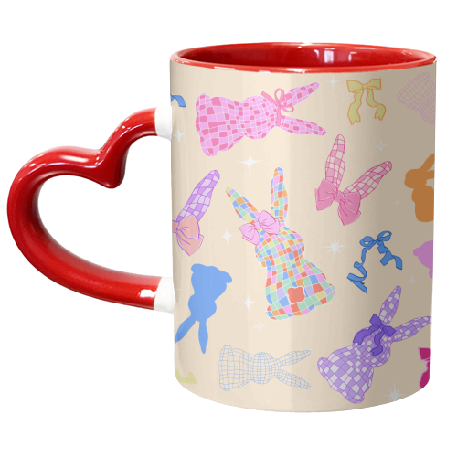 Coquette Bunny Pattern - unique mug by EZbie