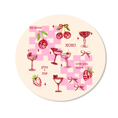 Coquette Cherry Disco Valentine Cocktail Illustration - Magnet by EZbie